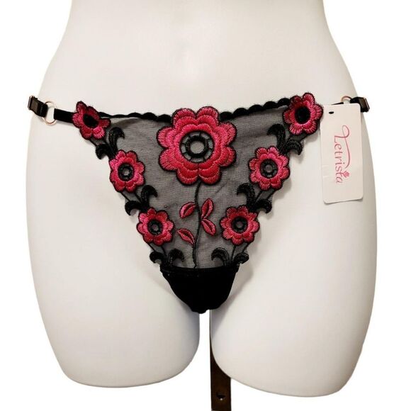 2/$20 Brand new red flower lace T-backs underwear panties - Picture 1 of 4